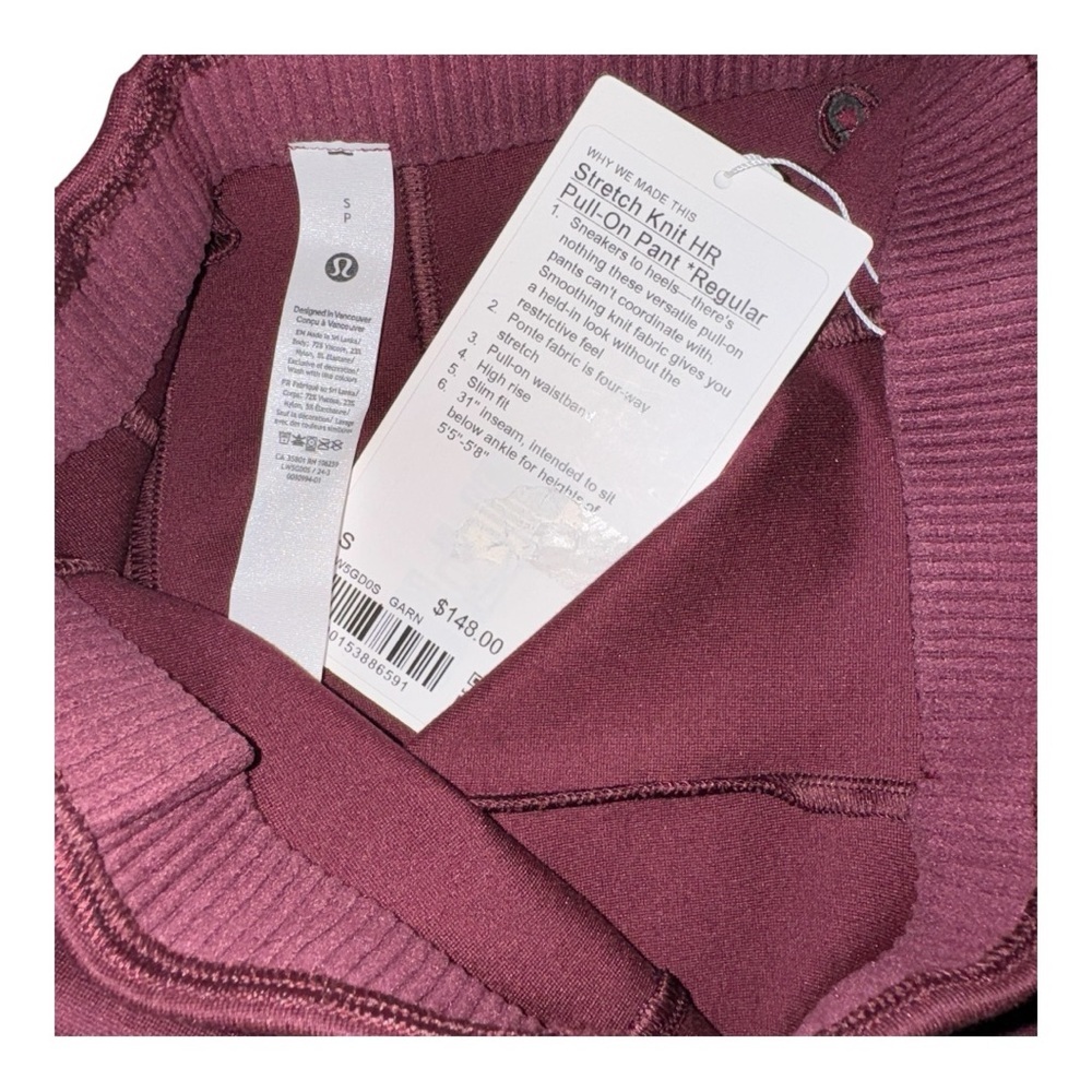 Lululemon Stretch Knit HR Pull-on Pant *Regular Garnet Multi Sizes NWT - Picture 6 of 13